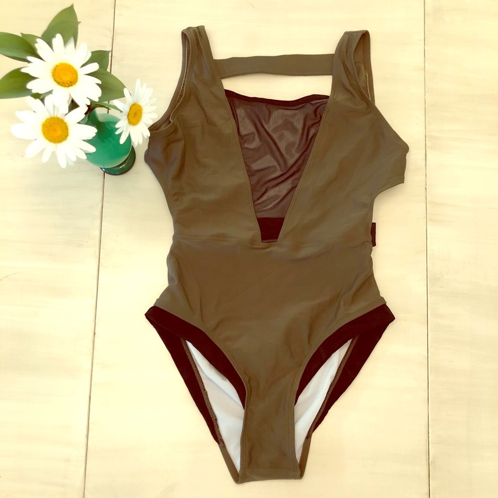 Army Green One Piece Bathing Suit